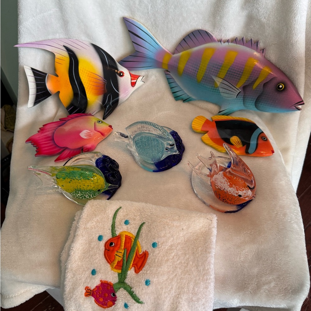PartyLite Vibrant Glass Fish Collection